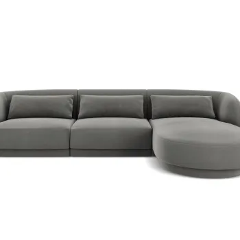 Coltar stanga 4 locuri, Tulum, Cosmopolitan Design, 255x156x70 cm, catifea, gri deschis imagine