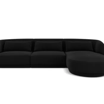 Coltar stanga 4 locuri, Tulum, Cosmopolitan Design, 255x156x70 cm, catifea, negru imagine
