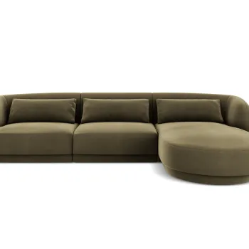 Coltar stanga 4 locuri, Tulum, Cosmopolitan Design, 255x156x70 cm, catifea, verde imagine