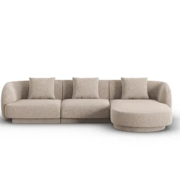 Coltar stanga 4 locuri, Tulum, Cosmopolitan Design, 255x156x70 cm, tesatura chenille, bej imagine