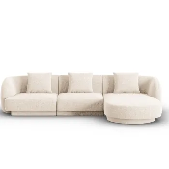 Coltar stanga 4 locuri, Tulum, Cosmopolitan Design, 255x156x70 cm, tesatura chenille, bej deschis imagine