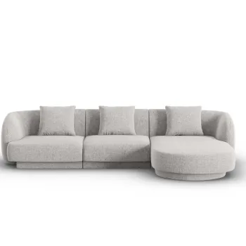 Coltar stanga 4 locuri, Tulum, Cosmopolitan Design, 255x156x70 cm, tesatura chenille, gri deschis imagine