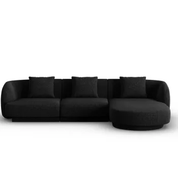 Coltar stanga 4 locuri, Tulum, Cosmopolitan Design, 255x156x70 cm, tesatura chenille, negru imagine