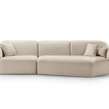 Coltar stanga 5 locuri, Hailey, Micadoni Home, 292x138x79 cm, tesatura boucle, bej inchis imagine