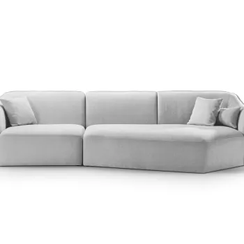 Coltar stanga 5 locuri, Hailey, Micadoni Home, 292x138x79 cm, tesatura boucle, ivoriu imagine