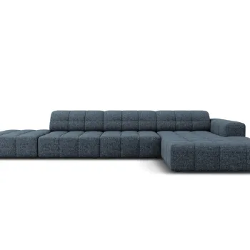 Coltar stanga 5 locuri, Jennifer-140, Micadoni Home, 341x166x70 cm, tesatura chenille din poliester, albastru regal imagine