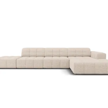 Coltar stanga 5 locuri, Jennifer-140, Micadoni Home, 341x166x70 cm, tesatura chenille din poliester, bej imagine