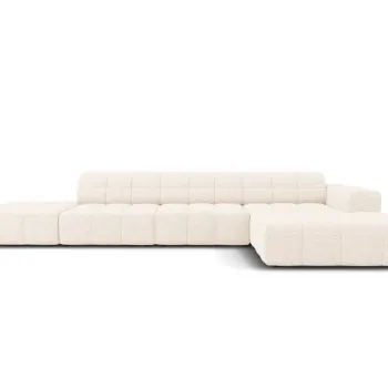 Coltar stanga 5 locuri, Jennifer-140, Micadoni Home, 341x166x70 cm, tesatura chenille din poliester, bej deschis imagine