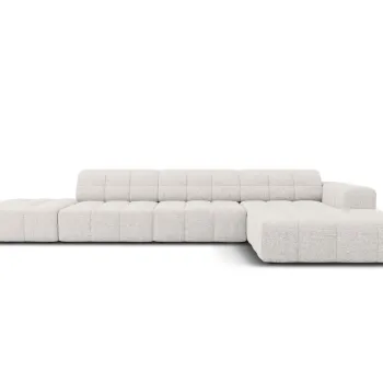 Coltar stanga 5 locuri, Jennifer-140, Micadoni Home, 341x166x70 cm, tesatura chenille din poliester, gri deschis imagine