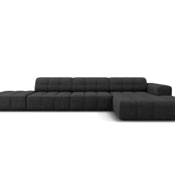 Coltar stanga 5 locuri, Jennifer-140, Micadoni Home, 341x166x70 cm, tesatura chenille din poliester, negru imagine