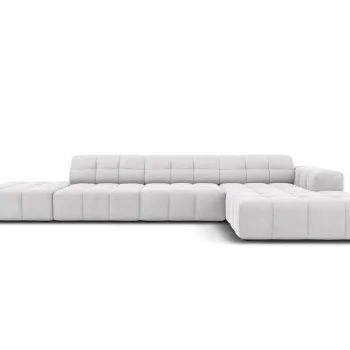 Coltar stanga 5 locuri, Jennifer-51, Micadoni Home, 341x166x70 cm, catifea, argintiu imagine