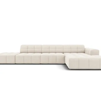 Coltar stanga 5 locuri, Jennifer-51, Micadoni Home, 341x166x70 cm, catifea, bej deschis imagine