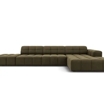 Coltar stanga 5 locuri, Jennifer-51, Micadoni Home, 341x166x70 cm, catifea, verde imagine