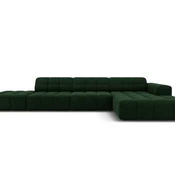 Coltar stanga 5 locuri, Jennifer-51, Micadoni Home, 341x166x70 cm, catifea, verde bottle imagine
