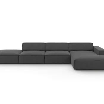 Coltar stanga 5 locuri, Jodie, Micadoni Home, BL, fara cotiera, 341x166x70 cm, catifea, gri imagine