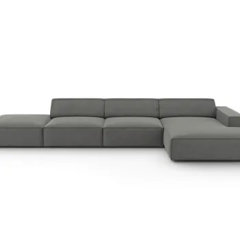 Coltar stanga 5 locuri, Jodie, Micadoni Home, BL, fara cotiera, 341x166x70 cm, catifea, gri deschis imagine