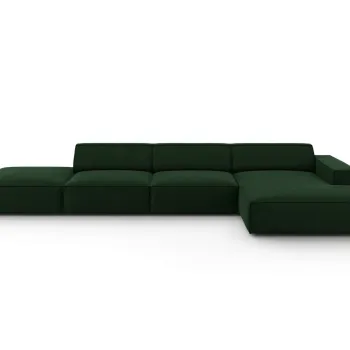 Coltar stanga 5 locuri, Jodie, Micadoni Home, BL, fara cotiera, 341x166x70 cm, catifea, verde bottle imagine