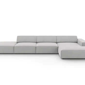 Coltar stanga 5 locuri, Jodie, Micadoni Home, BL, fara cotiera, 341x166x70 cm, poliester, gri deschis imagine