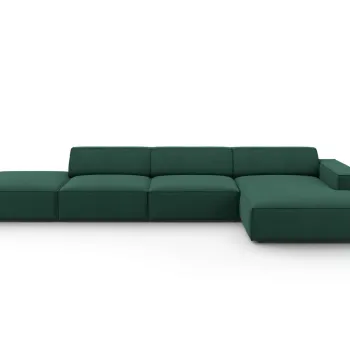 Coltar stanga 5 locuri, Jodie, Micadoni Home, BL, fara cotiera, 341x166x70 cm, poliester, verde imagine