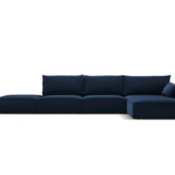 Coltar stanga 5 locuri, Kaelle, Micadoni Home, BL, fara cotiera, 364x171x85 cm, catifea, albastru regal imagine