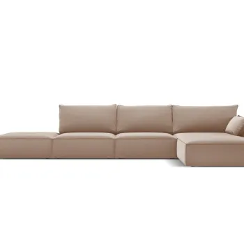 Coltar stanga 5 locuri, Kaelle, Micadoni Home, BL, fara cotiera, 364x171x85 cm, catifea, bej imagine