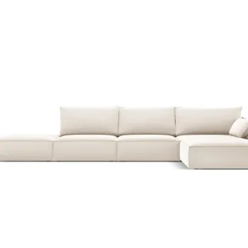 Coltar stanga 5 locuri, Kaelle, Micadoni Home, BL, fara cotiera, 364x171x85 cm, catifea, bej deschis imagine