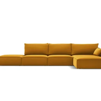 Coltar stanga 5 locuri, Kaelle, Micadoni Home, BL, fara cotiera, 364x171x85 cm, catifea, galben imagine