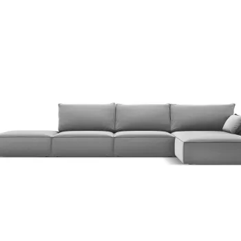 Coltar stanga 5 locuri, Kaelle, Micadoni Home, BL, fara cotiera, 364x171x85 cm, catifea, gri imagine