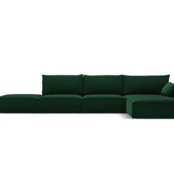 Coltar stanga 5 locuri, Kaelle, Micadoni Home, BL, fara cotiera, 364x171x85 cm, catifea, verde bottle imagine