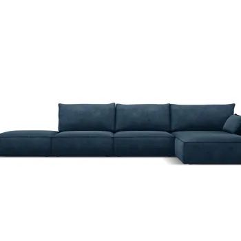 Coltar stanga 5 locuri, Kaelle, Micadoni Home, BL, fara cotiera, 364x171x85 cm, poliester chenille, albastru regal imagine