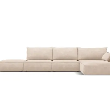 Coltar stanga 5 locuri, Kaelle, Micadoni Home, BL, fara cotiera, 364x171x85 cm, poliester chenille, bej imagine