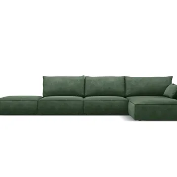 Coltar stanga 5 locuri, Kaelle, Micadoni Home, BL, fara cotiera, 364x171x85 cm, poliester chenille, verde bottle imagine
