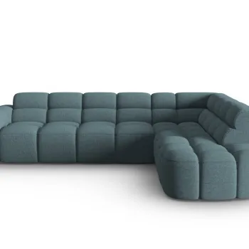 Coltar stanga 5 locuri, Lisa-193, Micadoni Home, 293x234x77 cm, tesatura structurata, albastru deschis imagine