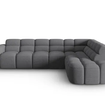 Coltar stanga 5 locuri, Lisa-193, Micadoni Home, 293x234x77 cm, tesatura structurata, gri imagine