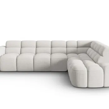 Coltar stanga 5 locuri, Lisa-193, Micadoni Home, 293x234x77 cm, tesatura structurata, gri deschis imagine