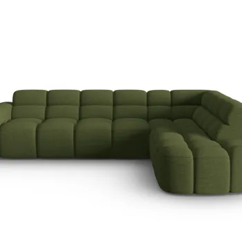 Coltar stanga 5 locuri, Lisa-193, Micadoni Home, 293x234x77 cm, tesatura structurata, verde melange imagine