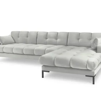 Coltar stanga 5 locuri, Mamaia, Micadoni Home, BL, 293x185x75 cm, catifea, argintiu imagine