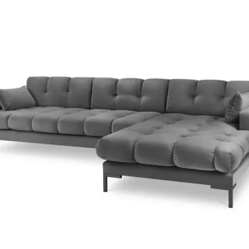 Coltar stanga 5 locuri, Mamaia, Micadoni Home, BL, 293x185x75 cm, catifea, gri deschis imagine