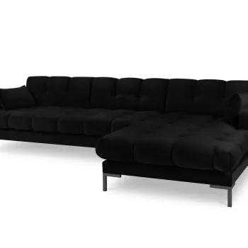 Coltar stanga 5 locuri, Mamaia, Micadoni Home, BL, 293x185x75 cm, catifea, negru imagine