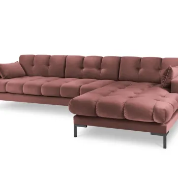 Coltar stanga 5 locuri, Mamaia, Micadoni Home, BL, 293x185x75 cm, catifea, roz imagine