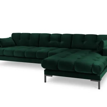 Coltar stanga 5 locuri, Mamaia, Micadoni Home, BL, 293x185x75 cm, catifea, verde bottle imagine