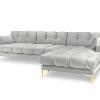 Coltar stanga 5 locuri, Mamaia, Micadoni Home, GL, 293x185x75 cm, catifea, argintiu imagine