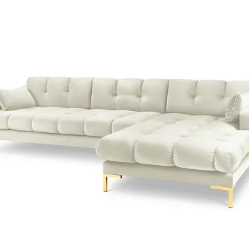Coltar stanga 5 locuri, Mamaia, Micadoni Home, GL, 293x185x75 cm, catifea, bej deschis imagine