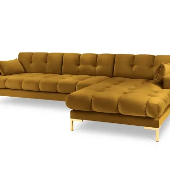Coltar stanga 5 locuri, Mamaia, Micadoni Home, GL, 293x185x75 cm, catifea, galben imagine