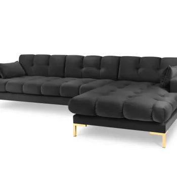 Coltar stanga 5 locuri, Mamaia, Micadoni Home, GL, 293x185x75 cm, catifea, gri inchis imagine