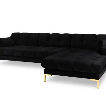 Coltar stanga 5 locuri, Mamaia, Micadoni Home, GL, 293x185x75 cm, catifea, negru imagine