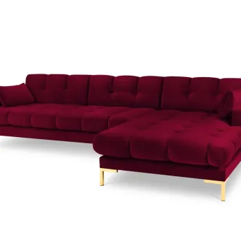 Coltar stanga 5 locuri, Mamaia, Micadoni Home, GL, 293x185x75 cm, catifea, rosu imagine