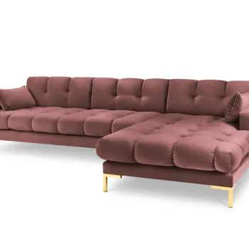 Coltar stanga 5 locuri, Mamaia, Micadoni Home, GL, 293x185x75 cm, catifea, roz imagine