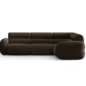 Coltar stanga 5 locuri, Neo, Micadoni Home, 295x210x83 cm, tesatura Boucle, maro imagine