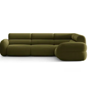 Coltar stanga 5 locuri, Neo, Micadoni Home, 295x210x83 cm, tesatura Boucle, verde oliv inchis imagine